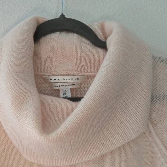 Max Studio Pink Cowl Neck Sweater with Cable Knit - Picture 4 of 7